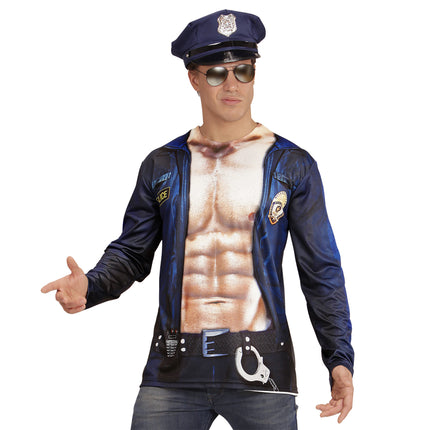 Chemise de police bleue pour hommes