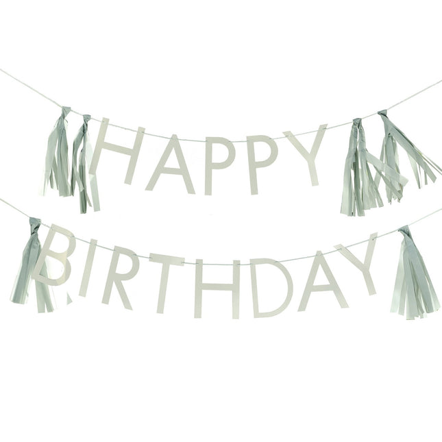 Guirlande verte Happy Birthday Tassels