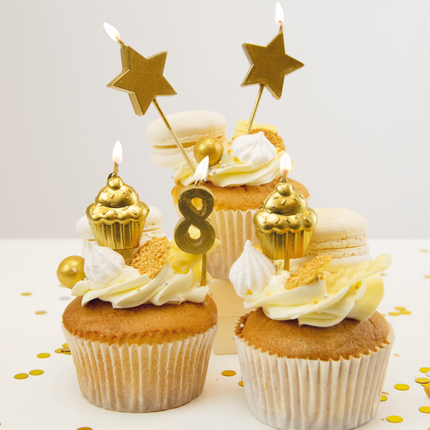 Bougies 8 ans Cupcake Gold 17.5cm