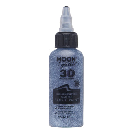 Moon Glitter Peinture pour tissu à paillettes holographiques Noir 30ml