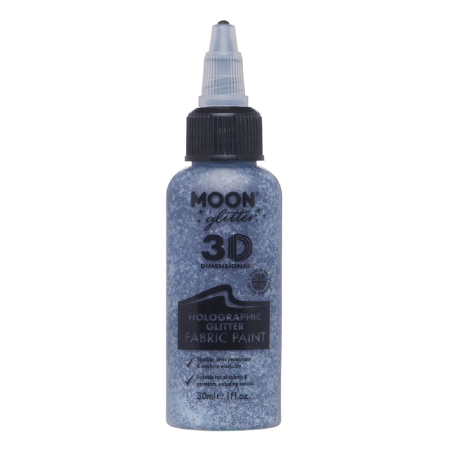 Moon Glitter Peinture pour tissu à paillettes holographiques Noir 30ml