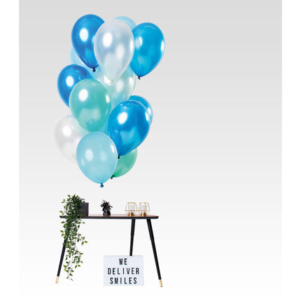 Ballons de baudruche bleu azur chromés 33cm 15pcs