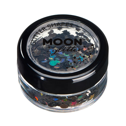 Moon Glitter Paillettes holographiques Formes noires 3g