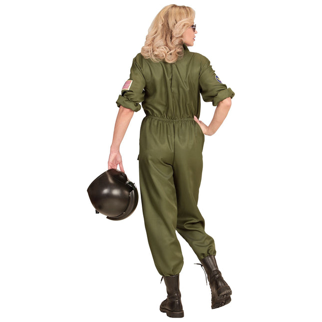 Costume de pilote Vert foncé pour femme Jet Fighter