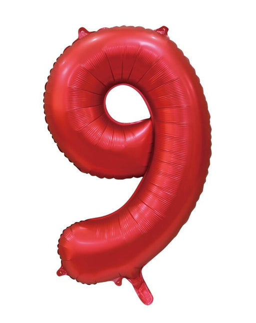 Ballon numéro rouge 9 ans brillant 86cm