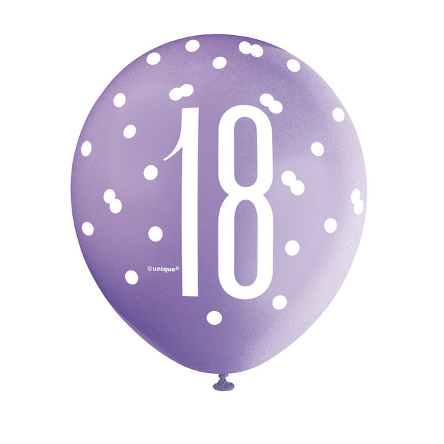 Ballons 18 ans Dots 30cm 6pcs