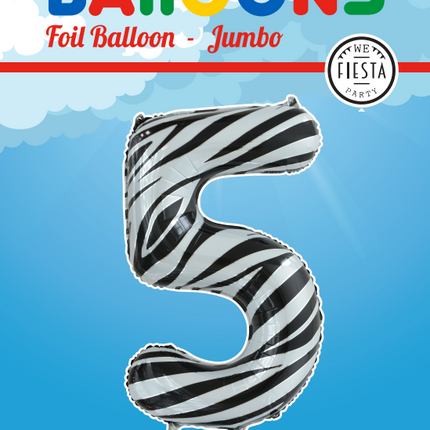 Ballon de baudruche Figure 5 Zebra XL 86cm vide