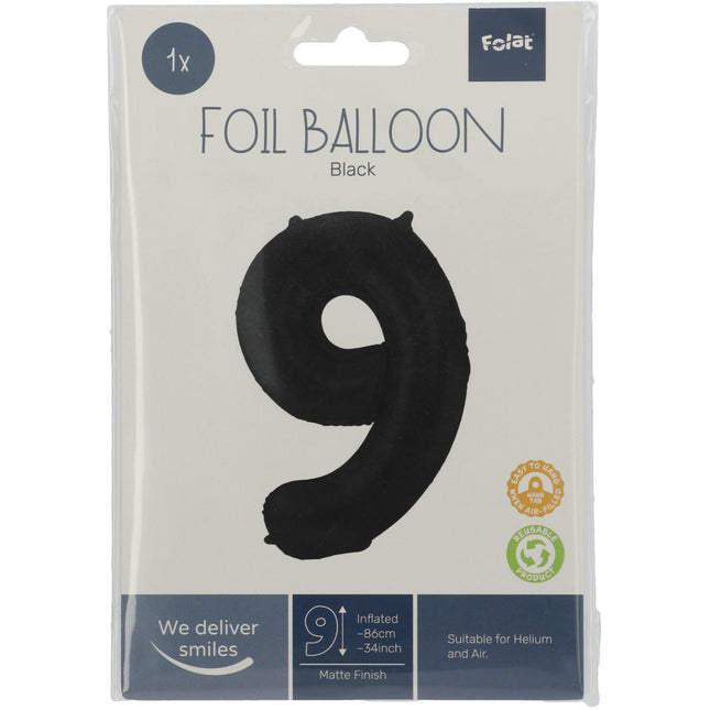 Ballon de baudruche Figure 9 Noir mat XL 86cm vide