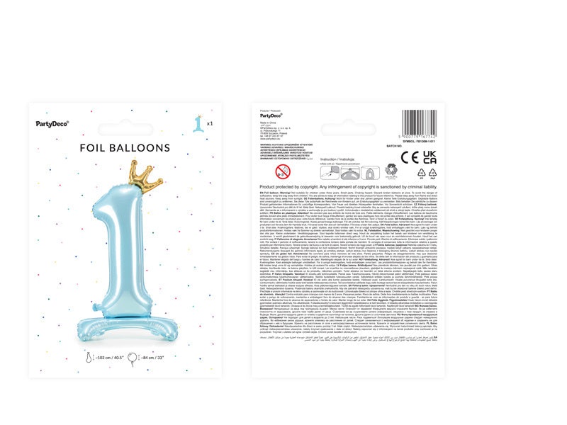 Ballon de baudruche Figure 1 Bleu clair Standard Vide 84cm