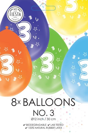 Ballons colorés 3 ans 30cm 8pcs