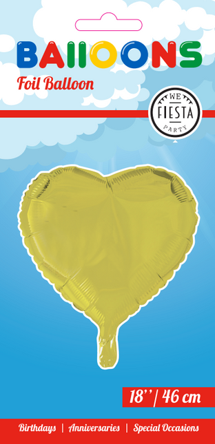 Ballon à l'hélium Coeur Jaune 46cm vide