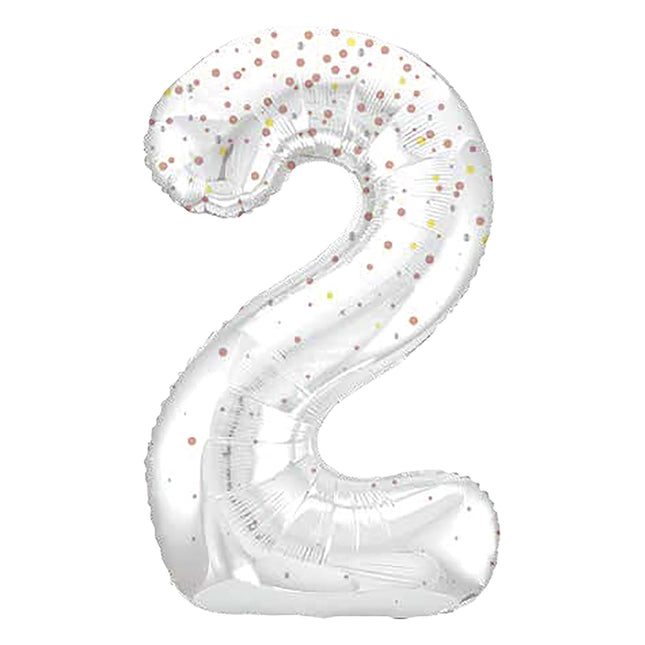 2 Year Figure Balloon White Dots 86cm