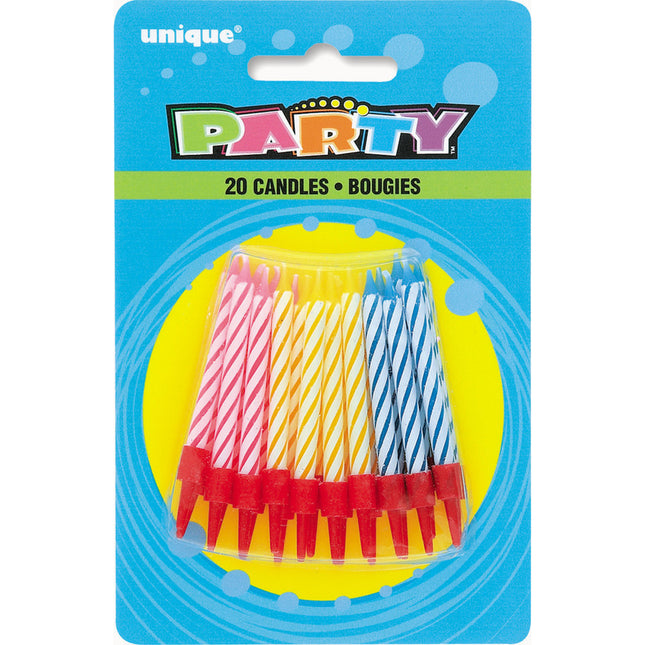 Bougies d'anniversaire rayées 14.1cm 20pcs