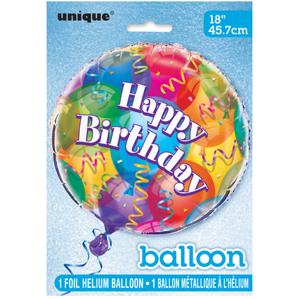 Ballon à l'hélium Happy Birthday Balloons colorés 45cm vide