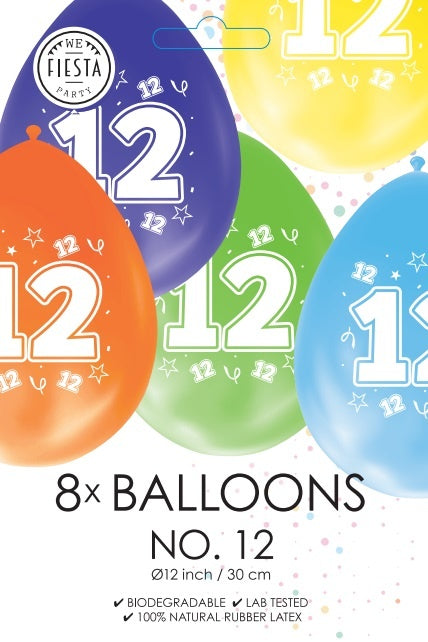 Ballons colorés 12 ans 30cm 8pcs