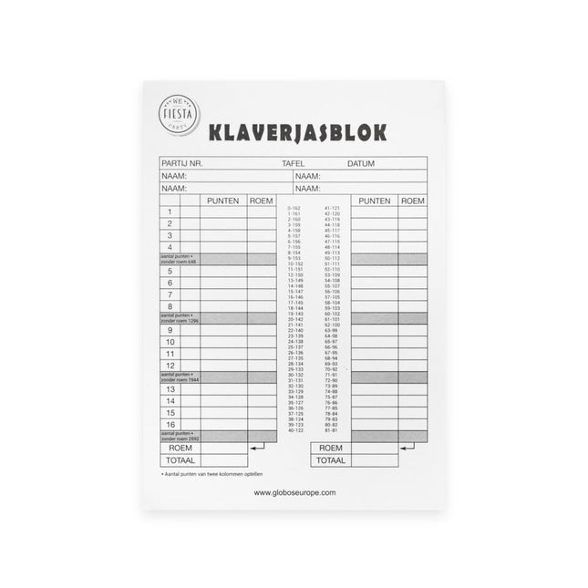 Klaverjas Scorepad 21cm 50 pages