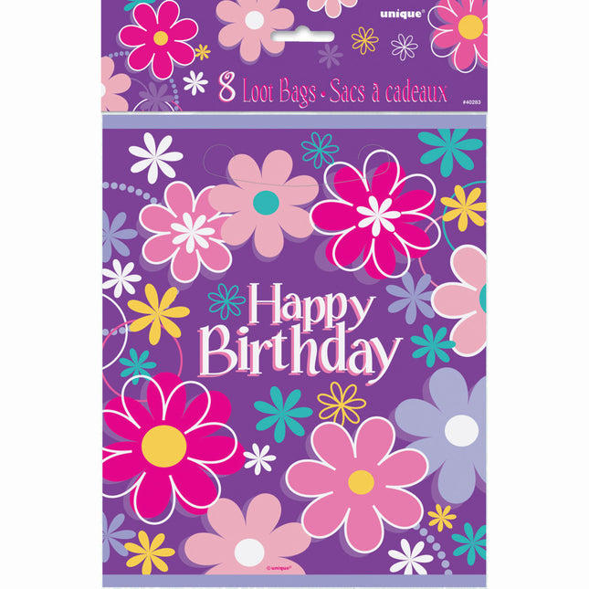 Flowers Happy Birthday Sharing Bags 8pcs