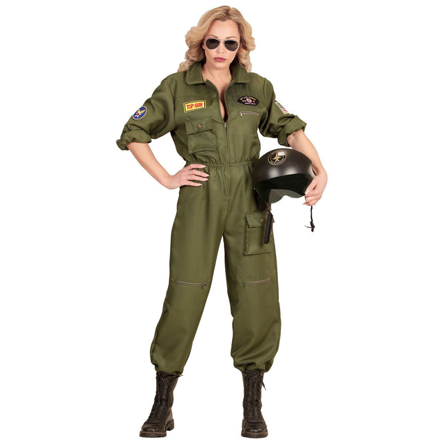 Costume de pilote Vert foncé pour femme Jet Fighter