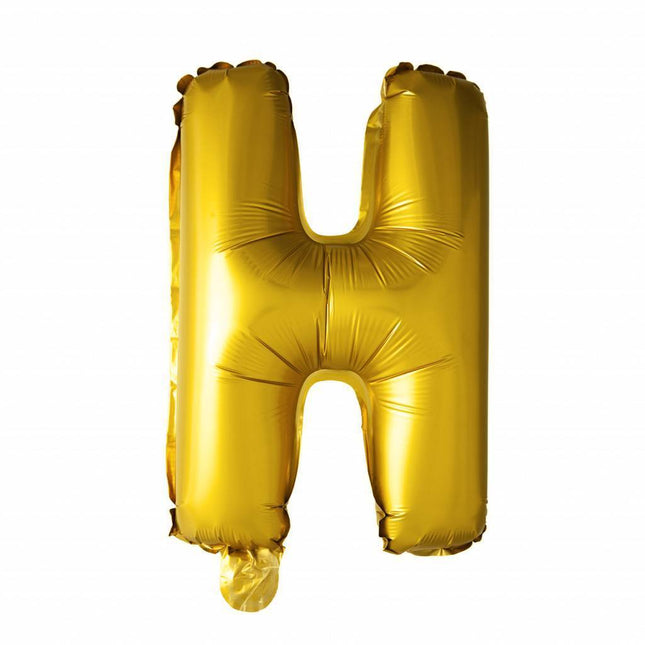 Ballon de baudruche Lettre H doré 41cm avec paille