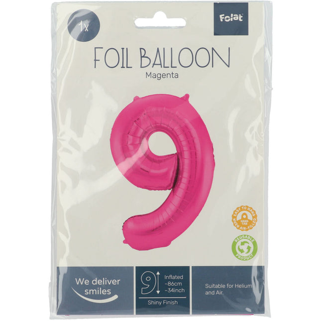 Ballon de baudruche Figure 9 Fuchsia Métallique XL 86cm vide