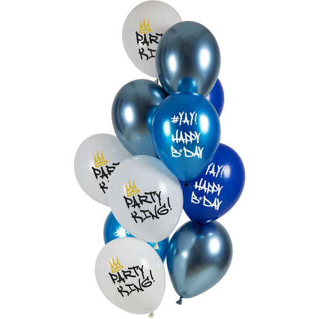 Bon anniversaire Ballons Party King 33cm 12pcs