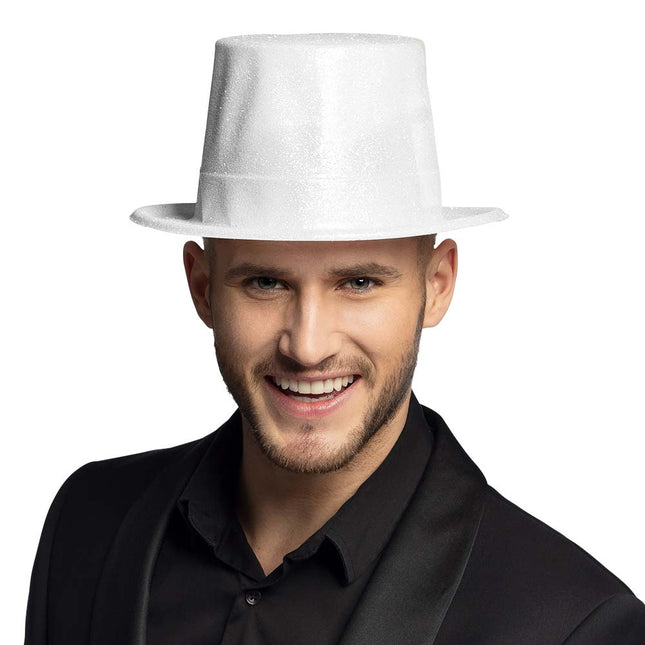 Chapeau blanc pailleté 29cm