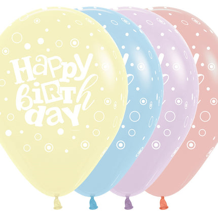 Ballons Happy Birthday Festival Pastel Matte Mix 30cm 25pcs