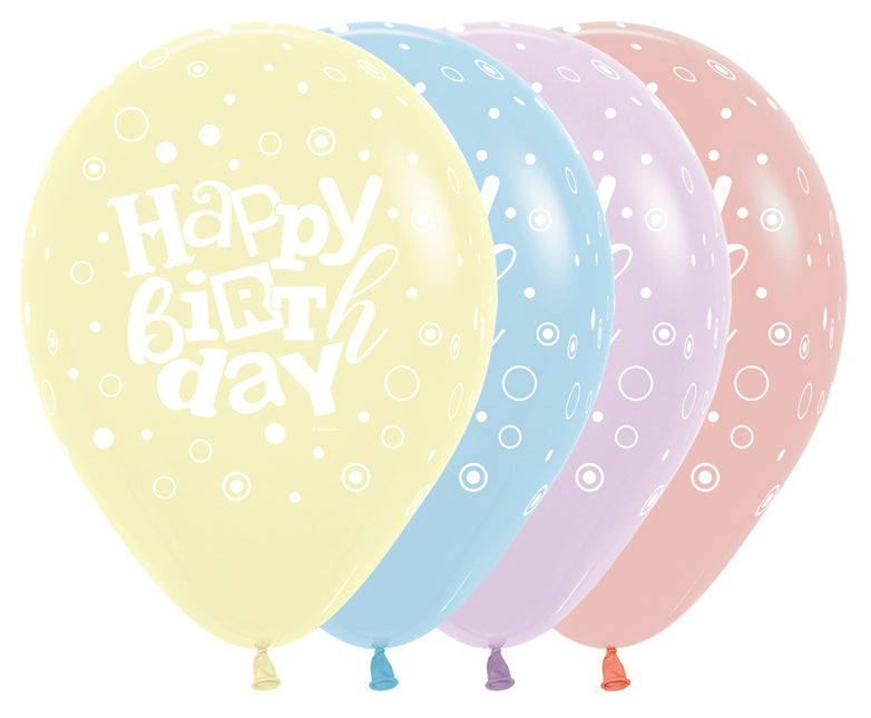 Ballons Happy Birthday Festival Pastel Matte Mix 30cm 25pcs