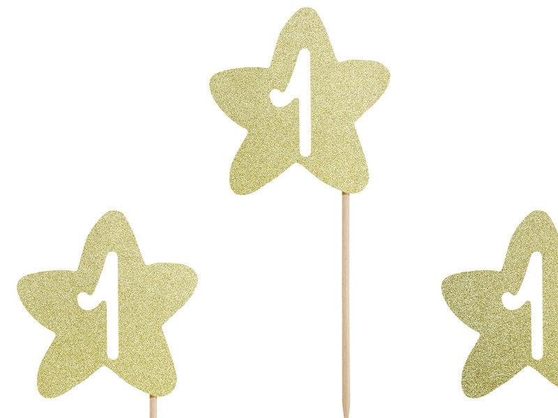 Cake Toppers 1 Year Gold 6pcs