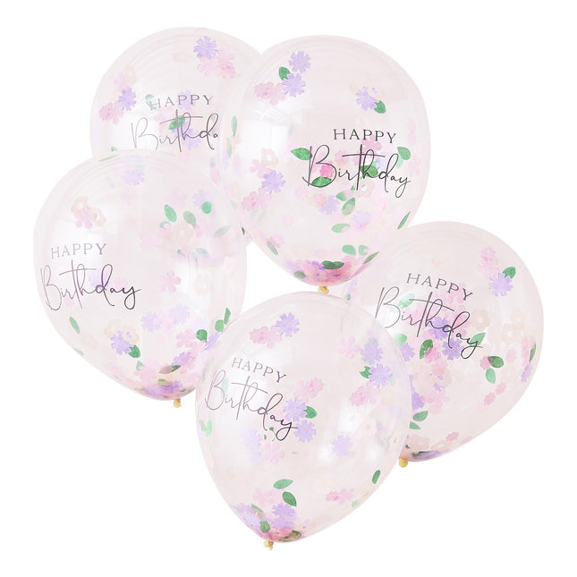 Ballons confettis colorés Happy Birthday 30cm 5pcs