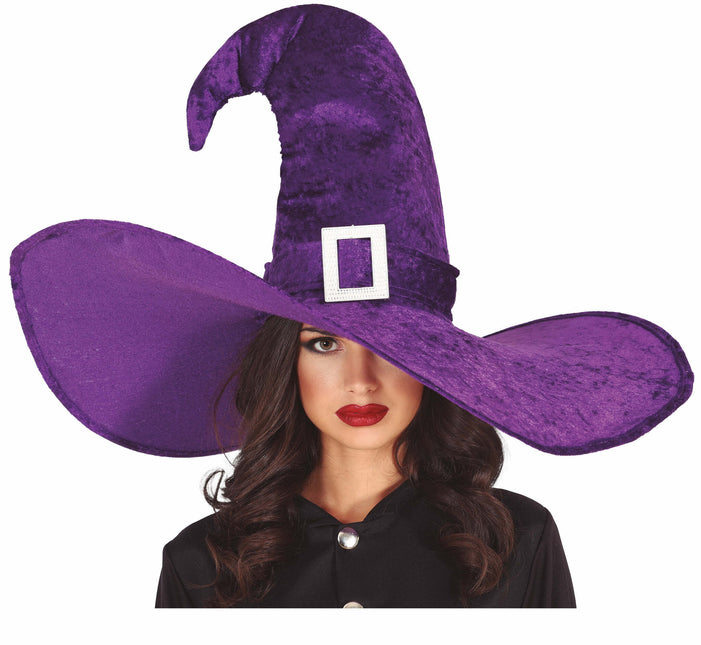 Chapeau violet sorcière grand