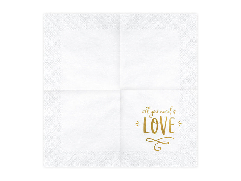 Serviettes de table All You Need Is Love 33cm 20pcs