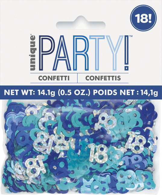 Sac de confettis 18 ans bleu 14gr