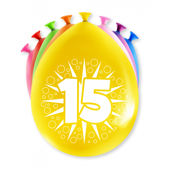 Ballons 15 ans Multicolore 30cm 8pcs