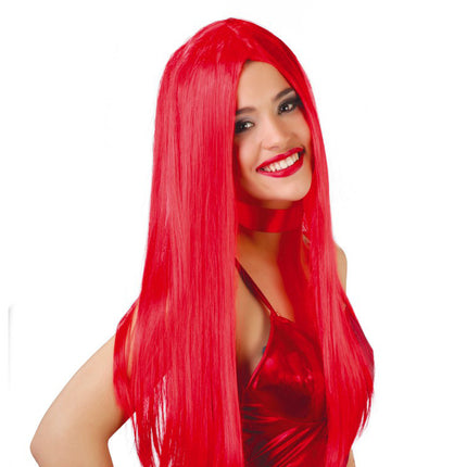 Perruque rouge cheveux longs