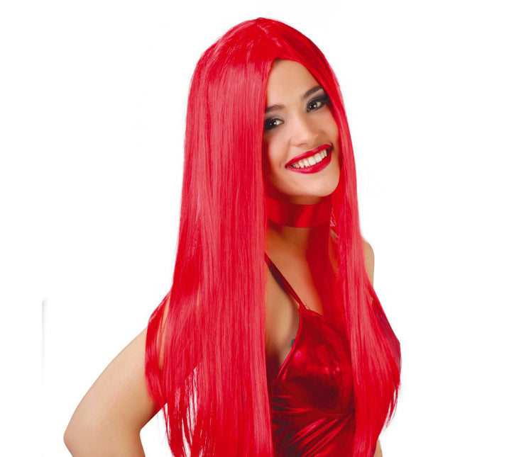 Perruque rouge cheveux longs