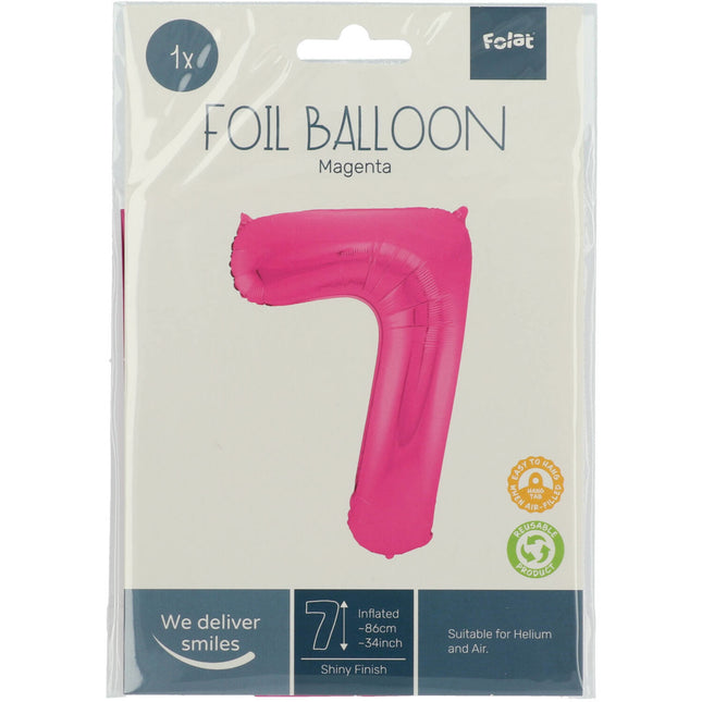 Ballon de baudruche Figure 7 Fuchsia Métallique XL 86cm vide