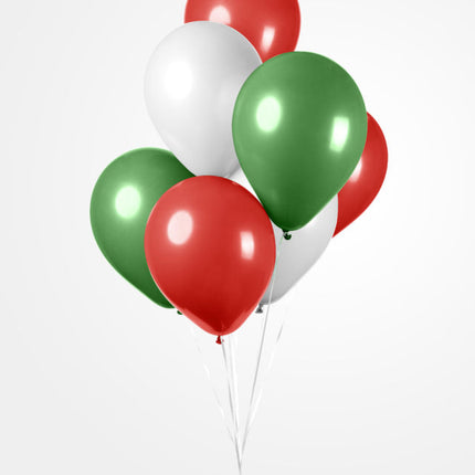 Ballons vert blanc rouge 30cm 10pcs