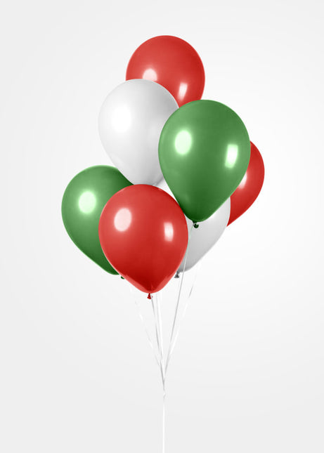 Ballons vert blanc rouge 30cm 10pcs