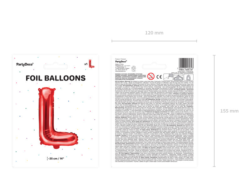 Ballon de baudruche Lettre L Rouge Vide 35cm