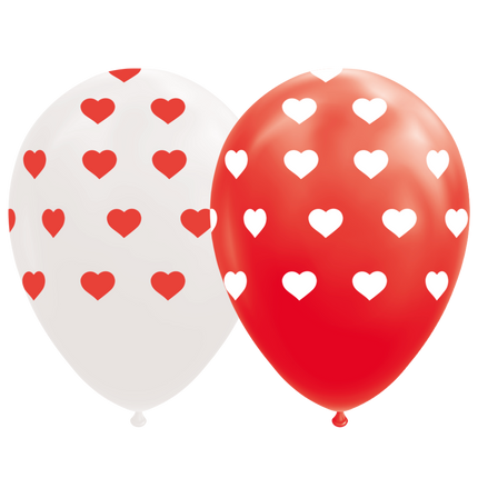 Ballons en forme de coeur Rouge Blanc 30.5cm 8pcs