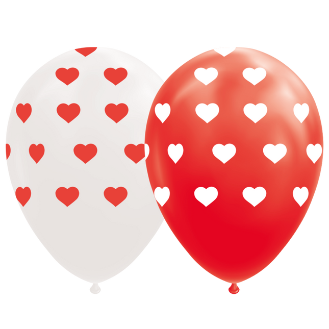 Ballons en forme de coeur Rouge Blanc 30.5cm 8pcs