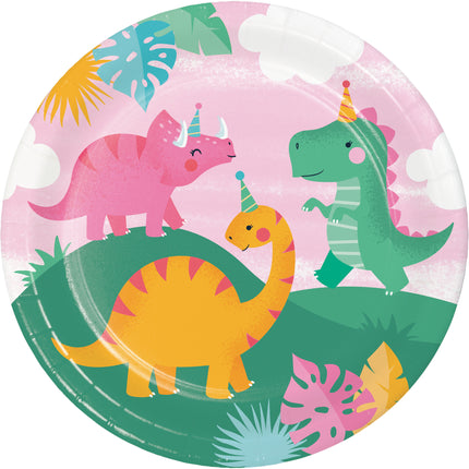 Assiettes colorées Dino 23cm 8pcs