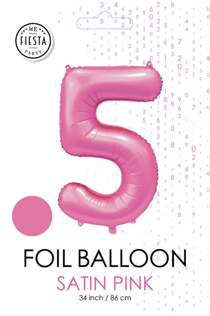 Ballon à figures roses 5 ans Gloss 86cm