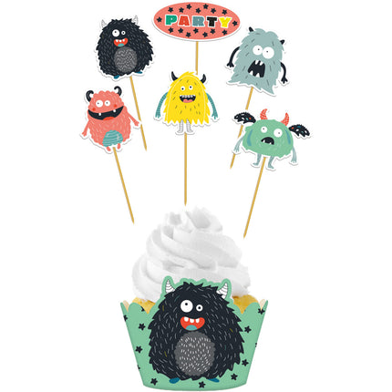 Garnitures de cupcake monstres 12 pièces