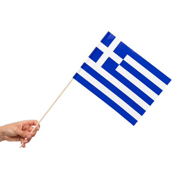 Drapeau de la Grèce avec bâton 50cm 10pcs