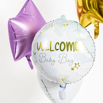 Ballon à l'hélium Welcome Baby Boy Bleu Vide 45cm