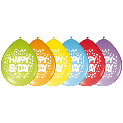 Ballons d'anniversaire Happy Birthday Dots 30cm 8pcs