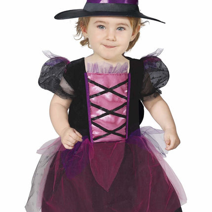 Costume d'Halloween de sorcière rose Bébé