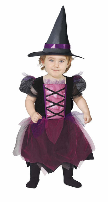 Costume d'Halloween de sorcière rose Bébé